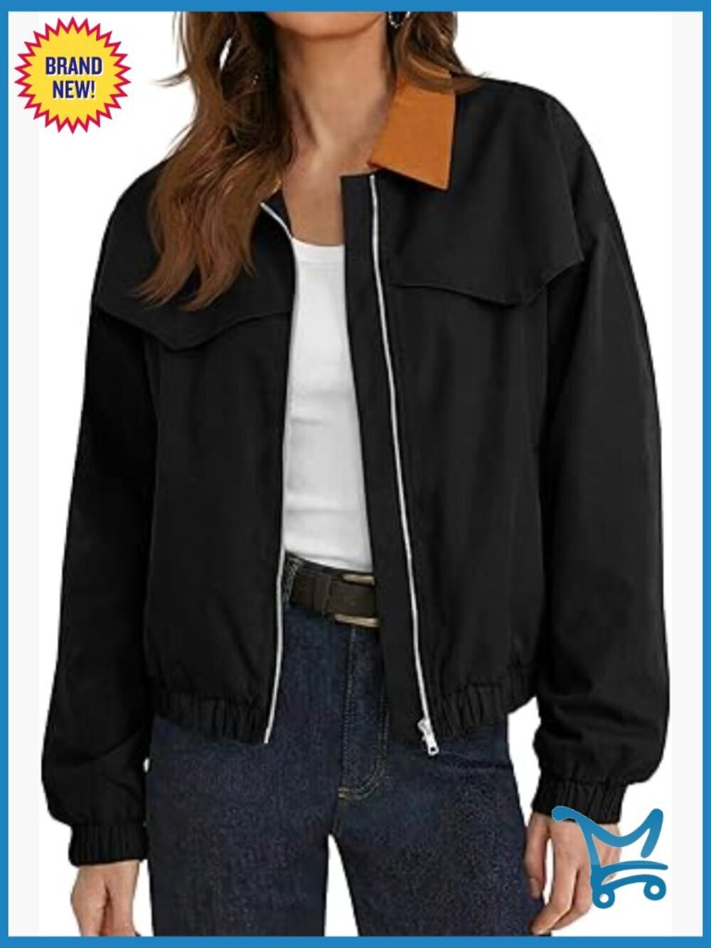 Utility Barn Jacket Lightweight Zip Up Cropped Bomber Casual Short Coat